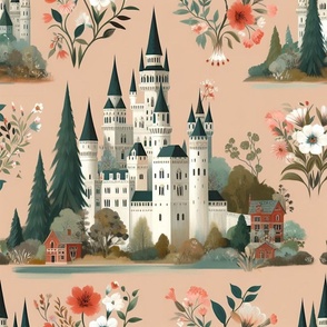 Pink Castle Floral Large Motif