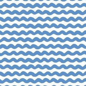 Extra Small Wavy stripe horizontal - blue and white - Soft blue organic wave on a white background - abstract geometric minimal modern lines - ocean summer nautical beachy coastal