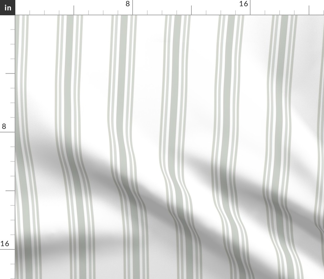 Small - 5 stripes - coastal green on white - Sherwin-Williams Sea Salt Green - classic coastal neutral wallpaper - Farmhouse ticking stripe