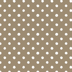 Large Handdrawn Dots - rainbow quilting collection - white on Mushroom brown - Petal Signature Cotton Solids coordinate