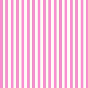 Small Cabana stripe - Princess Pink and cream white - Candy stripe - Awning stripes - nautical - Striped wallpaper - resort coastal sunbrella tiki vertical