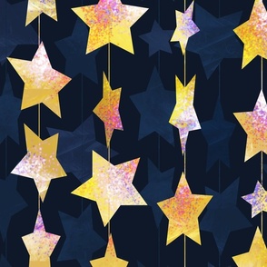 Gold twinkle party stars garland wallpaper scale