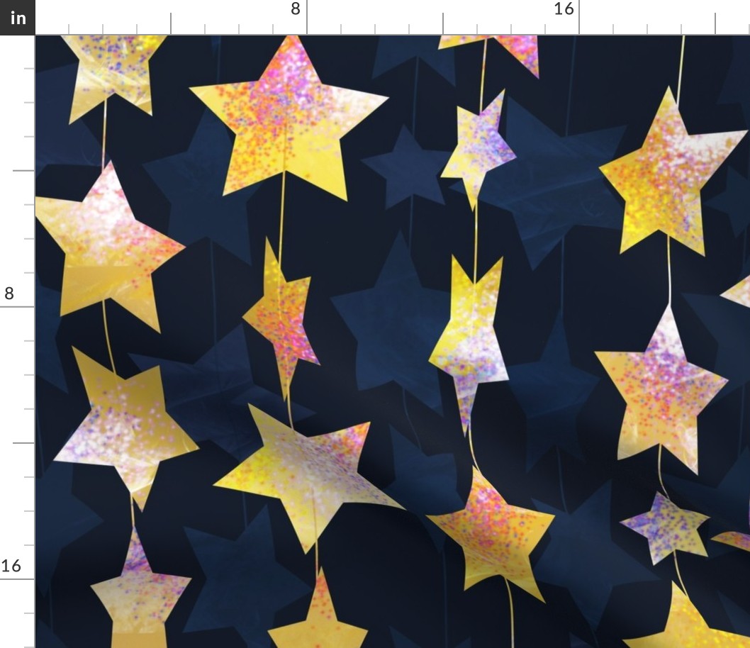 Gold twinkle party stars garland wallpaper scale