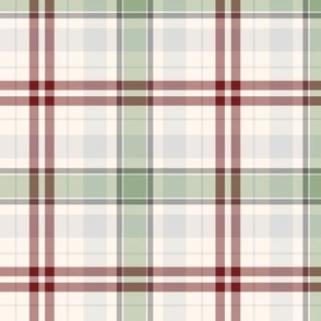 M ✹ Rustic Christmas Plaid in Creamy White, Red, Green, and Silver