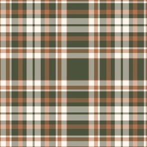 S ✹ Rustic Christmas Plaid in Pine Tree Green and Gingerbread Brown