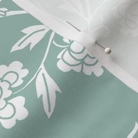 1886 Flora and Fauna Stripe in white and Sage Green
