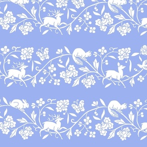 1886 Flora and Fauna Stripe in white and Light Blue