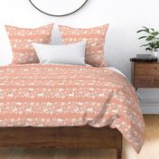 1886 Flora and Fauna Stripe in white and Peach