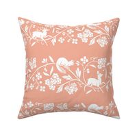 1886 Flora and Fauna Stripe in white and Peach