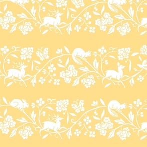 1886 Flora and Fauna Stripe in white and Yellow