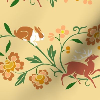 1886 Flora and Fauna Stripe in Browns on Sandy Beige