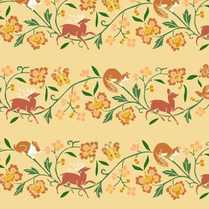 1886 Flora and Fauna Stripe in Browns on Sandy Beige