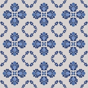 Elegant Lux Geo Textured Tile - Blue and Cream, Large