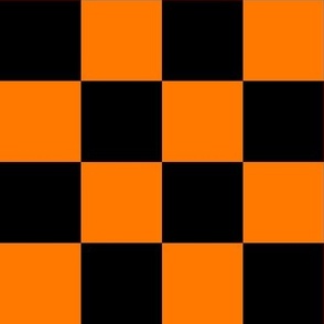 Neon Checks - Large - Classic Dark Black & Hot Hazard Orange - Florescent Fun
