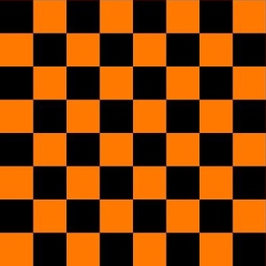 Neon Checks - Medium - Classic Dark Black & Hot Hazard Orange - Florescent Fun