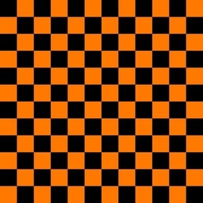 Neon Checks - Small - Classic Dark Black & Hot Hazard Orange - Florescent Fun