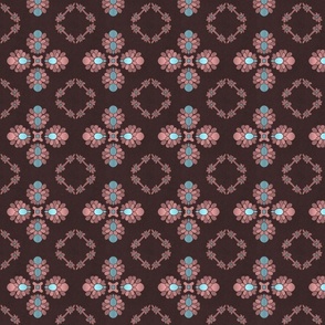 Elegant Lux Geo Textured Tile - Southwest Brown Turquoise Copper