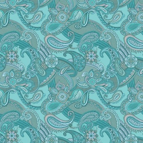 Romantic Aqua paisley small