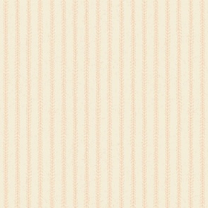 Peach Fuzz Hand Drawn Vertical Stripes Vines with Leaves on Linen White - Medium Scale