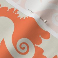 Seahorse Silhouettes - Orange and Cream - Small