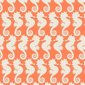 Seahorse Silhouettes - Orange and Cream - Small