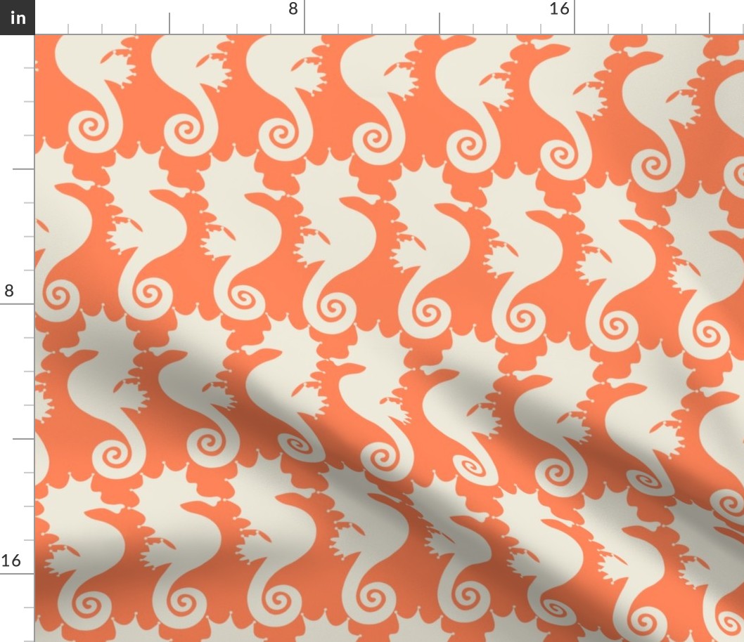 Seahorse Silhouettes - Orange and Cream - Small