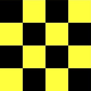 Neon Checks - Large - Classic Dark Black & Bright Lemon Yellow - Florescent Fun
