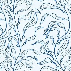 [L] Coastal Sea Kelp Forest - Blue on White #P230458