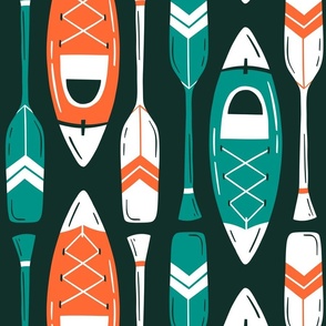 Lake Canoes and Paddles teal red