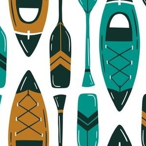 Lake Canoes and Paddles white teal brown (small scale)