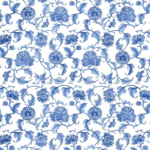 Chinoiserie Floral French Blue White Peony