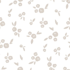 Petite blooms: subtle floral pattern beige on white L