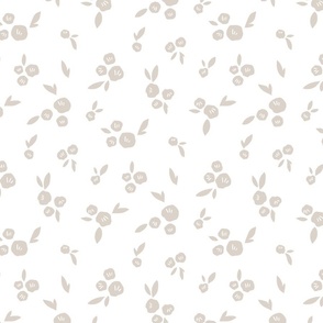 Petite blooms: subtle floral pattern beige on white M