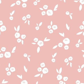 Petite blooms: subtle floral pattern white on pink L