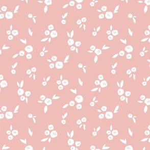 Petite blooms: subtle floral pattern white on pink M