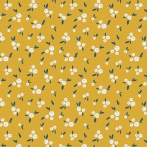 Petite blooms: subtle floral pattern white on yellow S