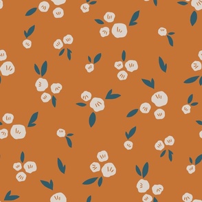 Petite blooms: subtle floral pattern in orange hues L