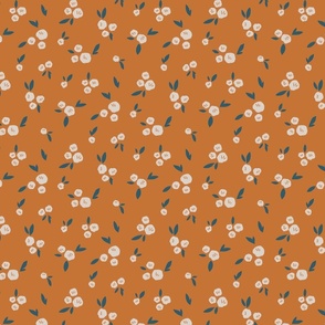 Petite blooms: subtle floral pattern in orange hues S