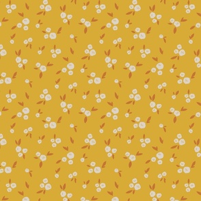 Petite blooms: subtle floral pattern in yellow hues S
