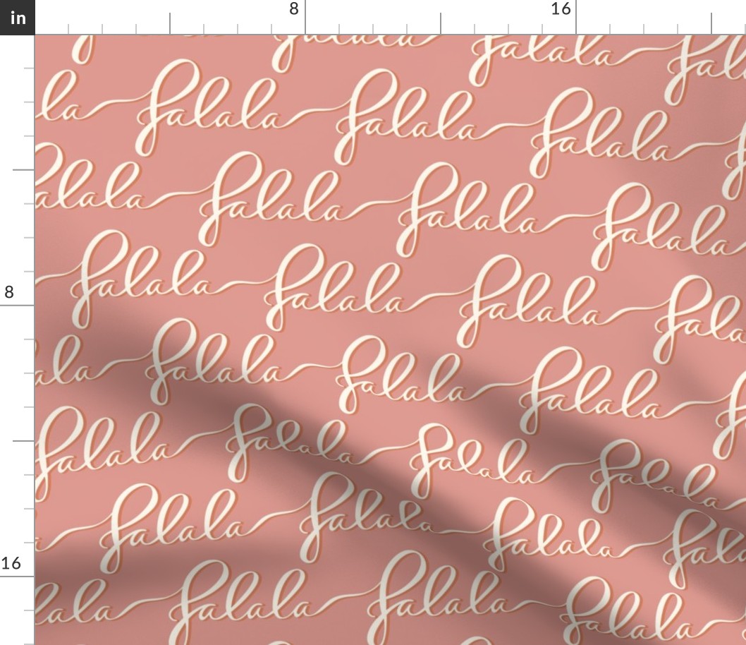 Festive Fa La La Christmas Carol Hand lettered Script in mid pink