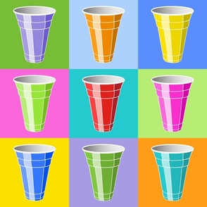 Pop Art Multicoloured Party Cups (medium)