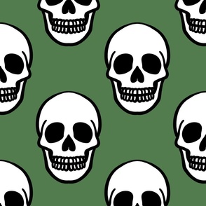(LARGE) Simple Skull Green Background