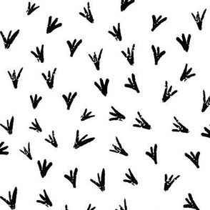 Nature’s Tracks: Textured Bird Footprints, black & white