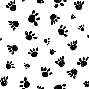 Adorable dog footprints, black & white