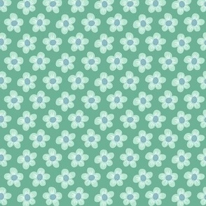 Whimsical Daisy Floral on Emerald Green Background