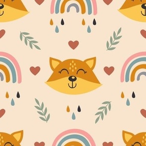 baby face fox and rainbow boho style
