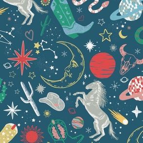 Space Cowgirl Seamless Pattern
