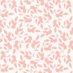 Botanical Peach Pink Leaves on a White Background Small Scale