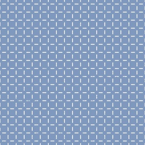   sashiko grid stitched l blue & off white l large