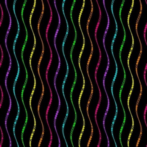 Neon Rainbow Polkadot Waves on Black - Vertical - Small